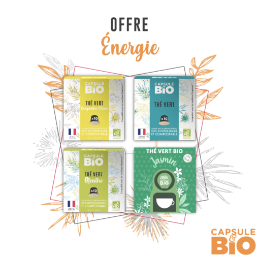 Sélection ÉNERGIE, recettes THÉS VERTS bio - capsules thé nespresso (x40)