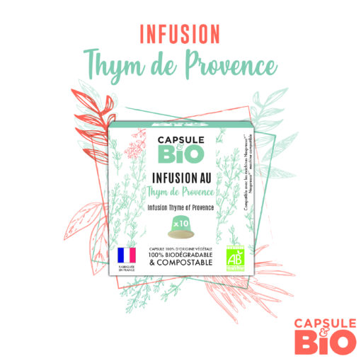 boîte capsules infusion thym provence bio biodégradable compatible nespresso