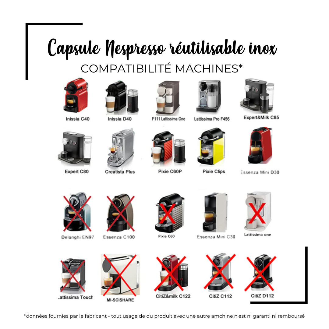 Capsule réutilisable Nespresso, capsule rechargeable inox