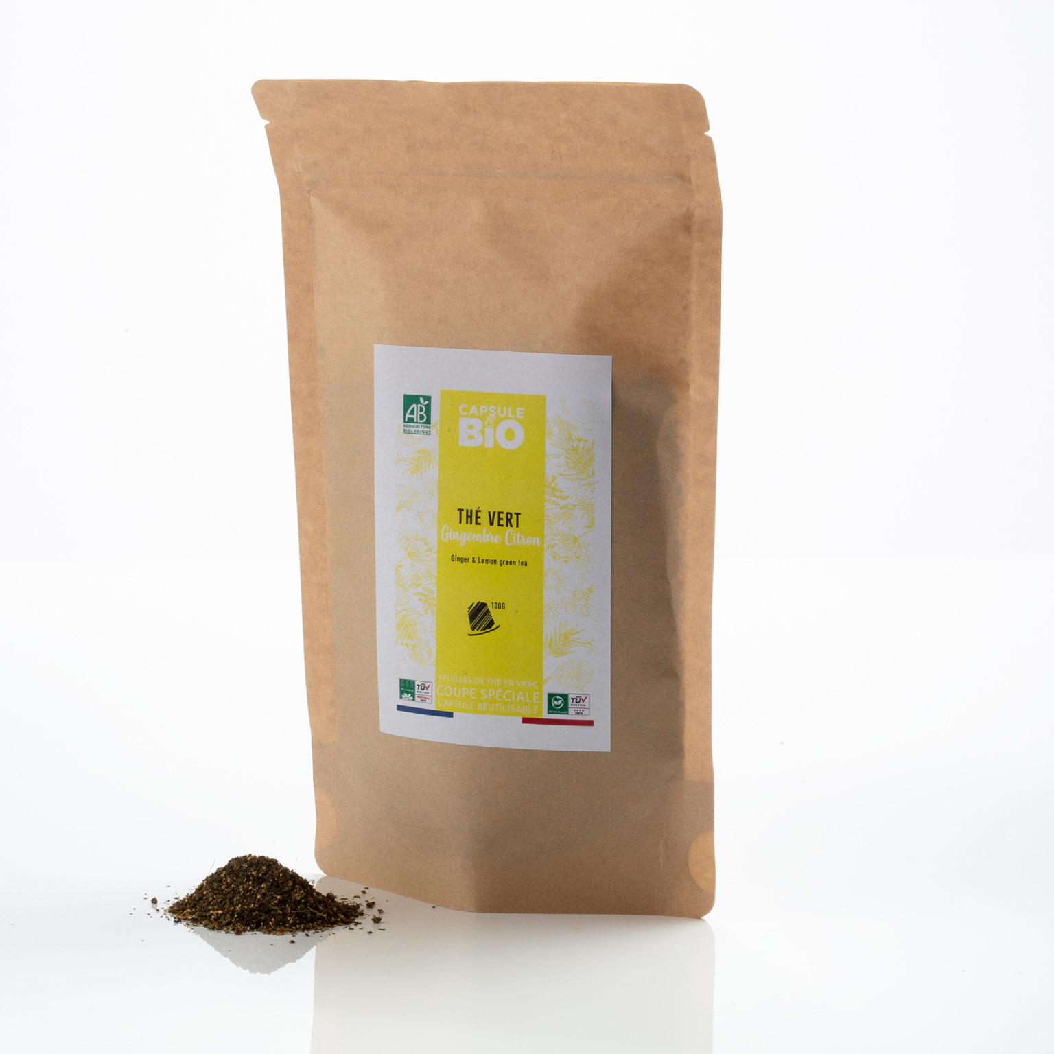 Capsulebio sachet thé vert en vrac recette thé vert gingembre citron