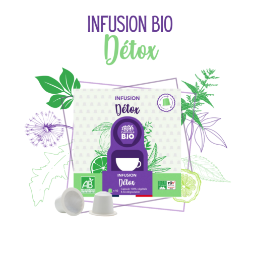 Infusion détox bio en capsule nespresso 100% végétale et biodégradable, made in France