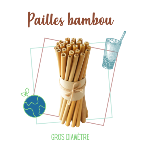Paille en bambou, paille naturelle, paille reutilisable, paille recyclable